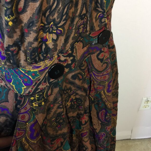 Vintage R.J. Stevens Jumper Dress Size 10P Womens Petite Brow Paisley Sleeveless - Picture 15 of 15